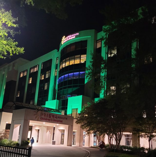 Prisma Health-Midlands Children's Hospital in Columbia, SC shines green for NIPD.